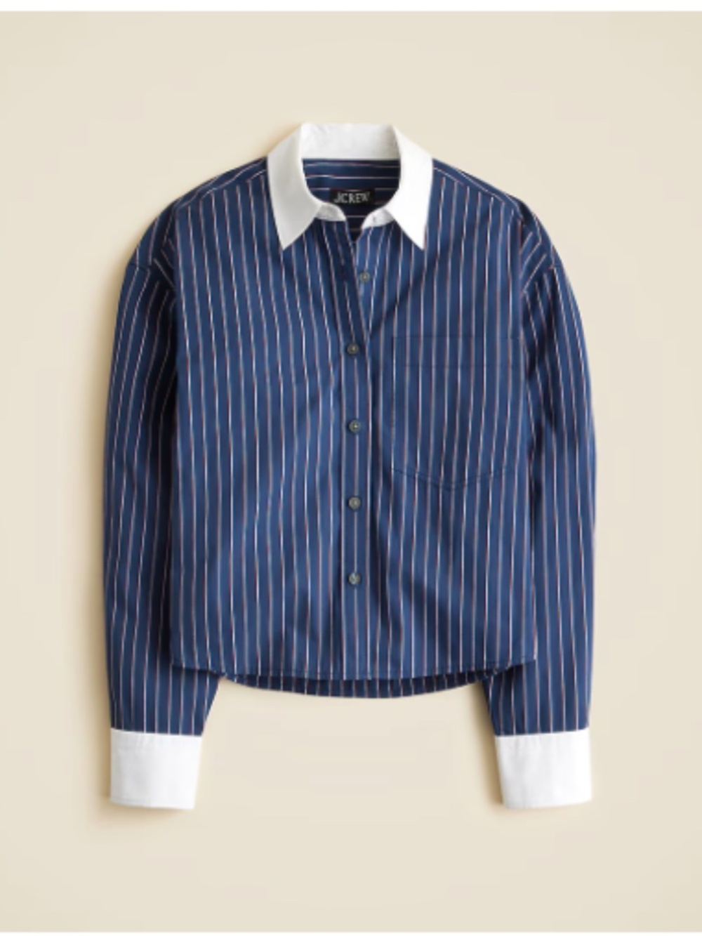 J.Crew Étienne cropped button up shirt in stripe Size Small
